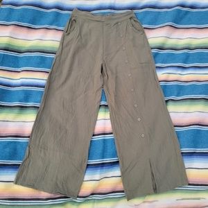 Olive Green Khaki Airy Wide Leg Pants